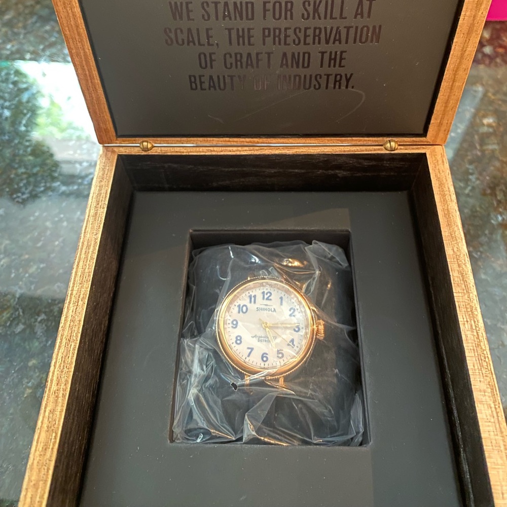 Brand new Shinola 34 mm Birdy watch.